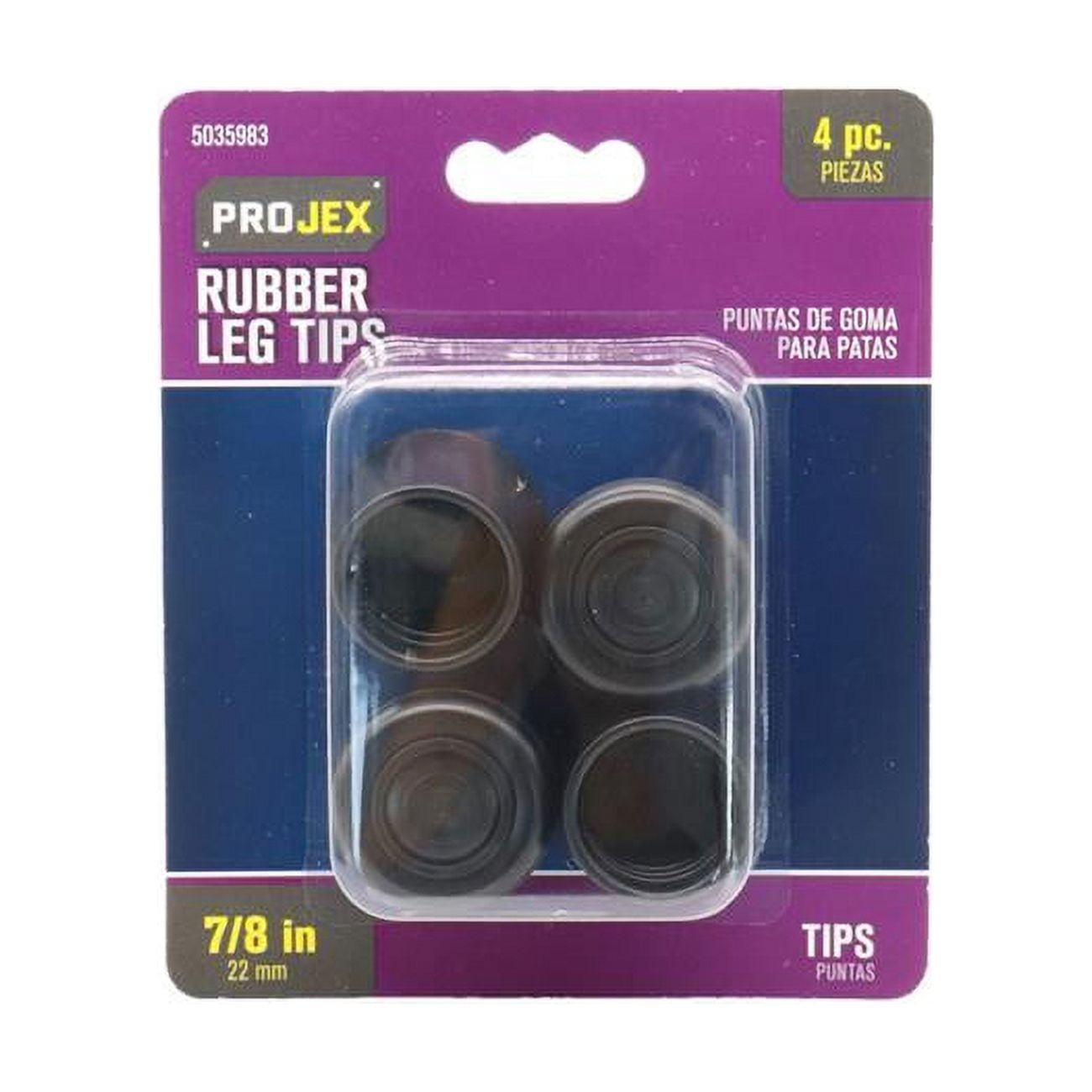 0.875 in. Rubber Leg Tip Black Round, Pack of 4