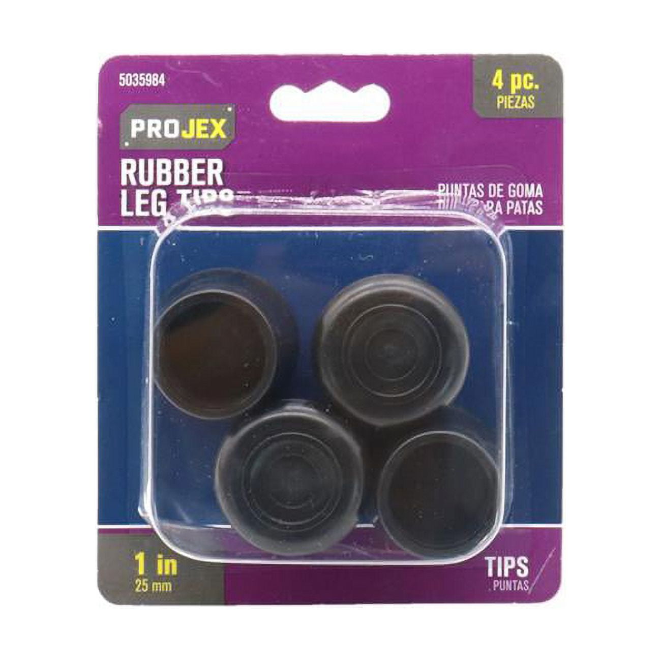 1 in. Rubber Leg Tip Black Round, Pack of 4