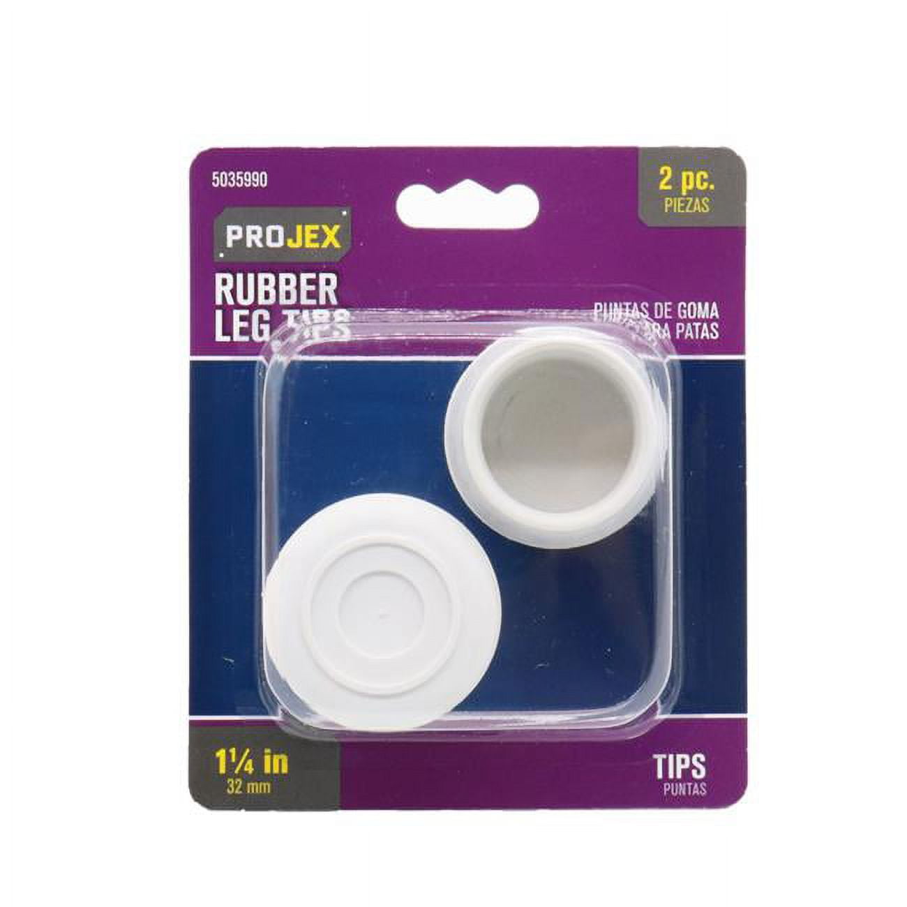 1.25 in. Rubber Leg Tip Off-White Round, Pack of 2