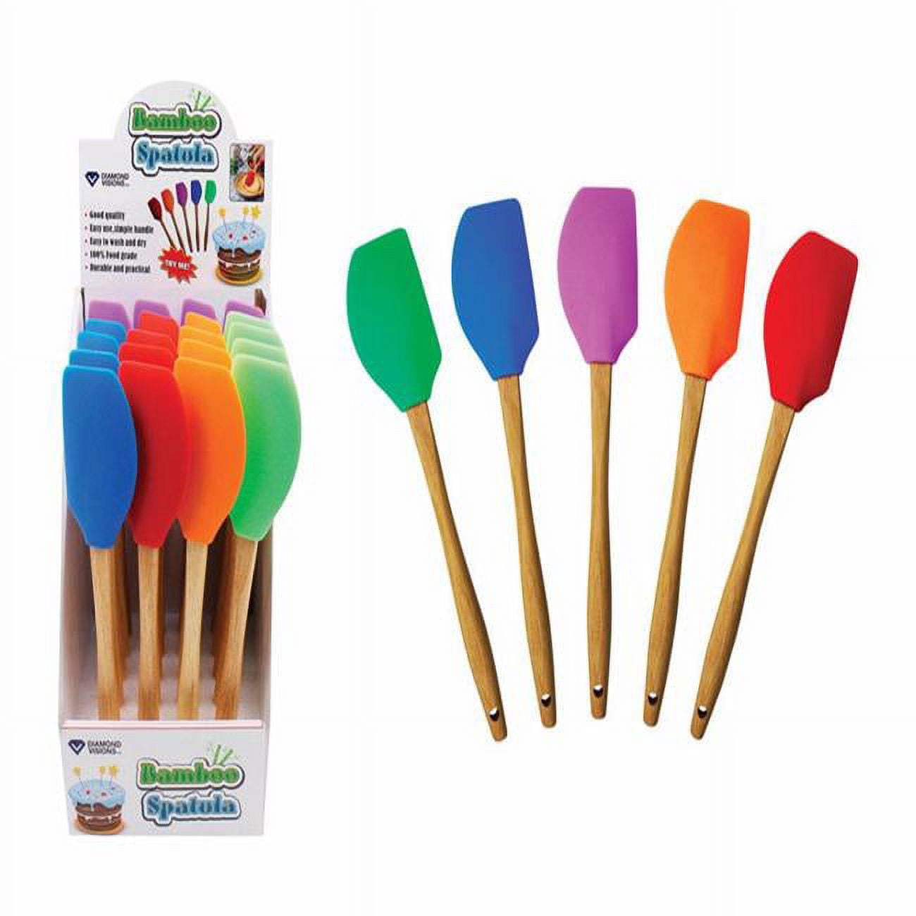 Picture of Home Plus 9490236 Assorted Color Bamboo & Silicone Spatula, Pack of 20
