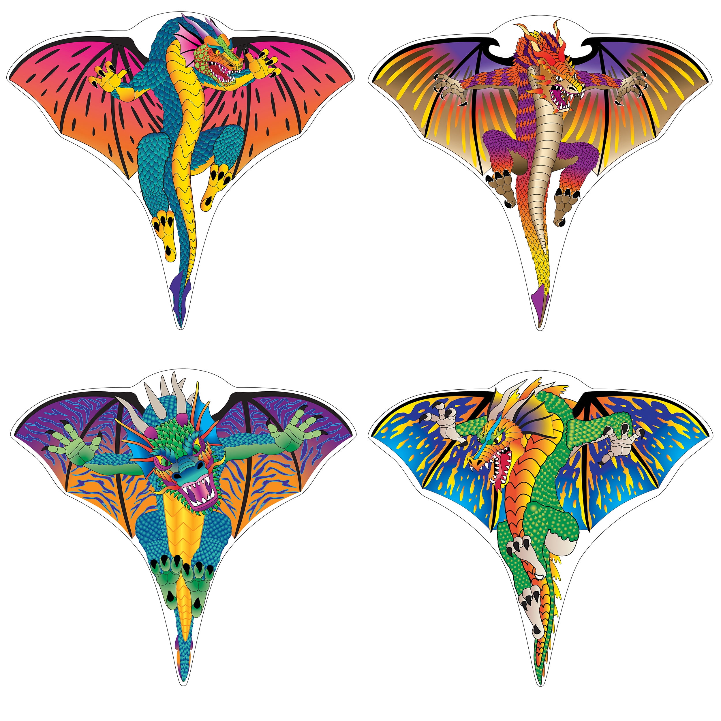 Dragon Polyester Kites, Assorted Color - Pack of 24