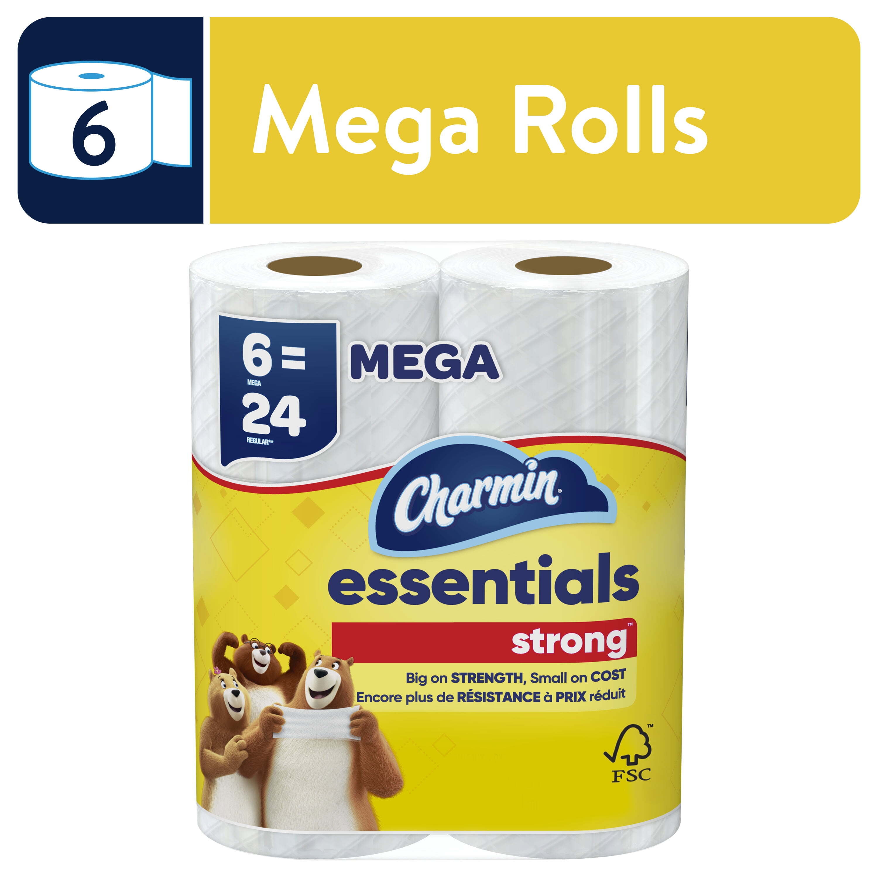 Strong Toilet Paper, White - 6 Rolls - 451 Sheet - Pack of 3