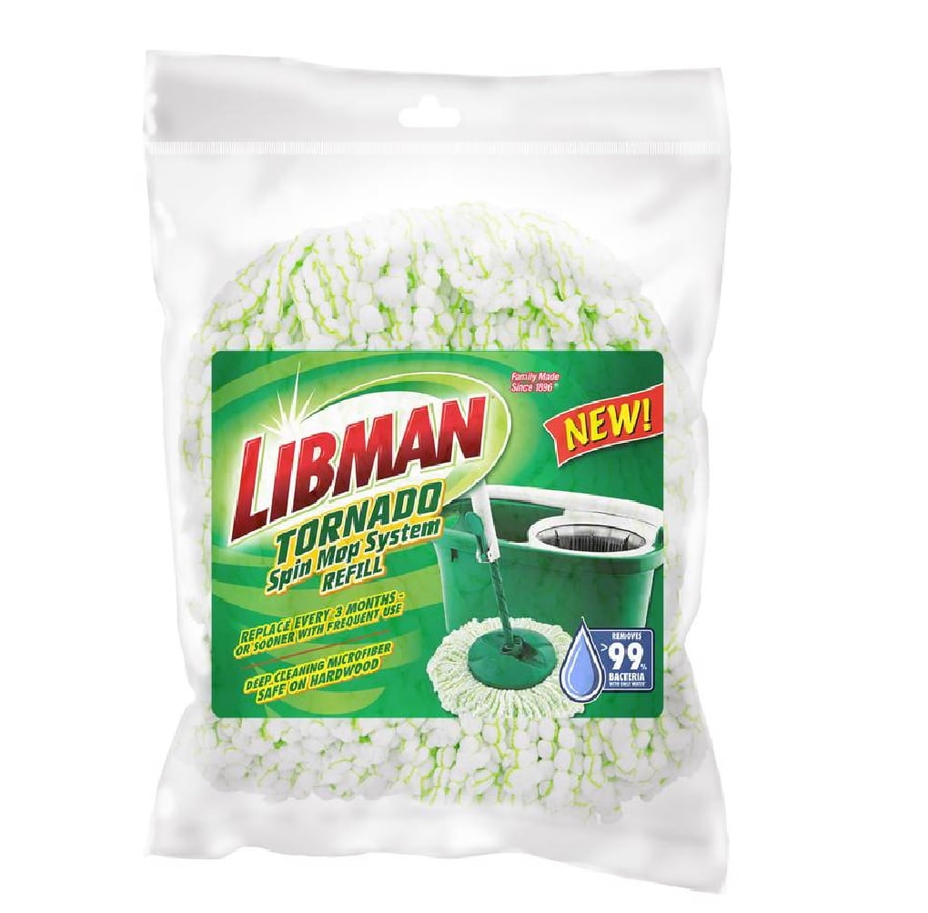 14 in. Tornado Spin Microfiber Mop Refill, Green & White