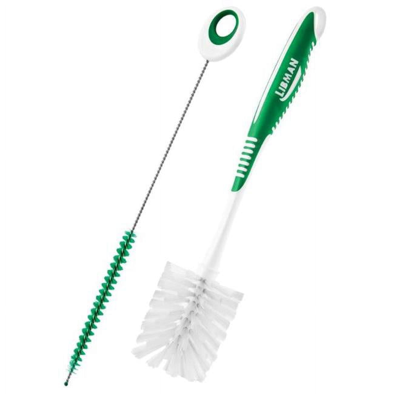 2.5 in. Soft Bristle 6 in. Plastic & Rubber Handle Bottle & Straw Brush Set, Green & White - Pack of 6