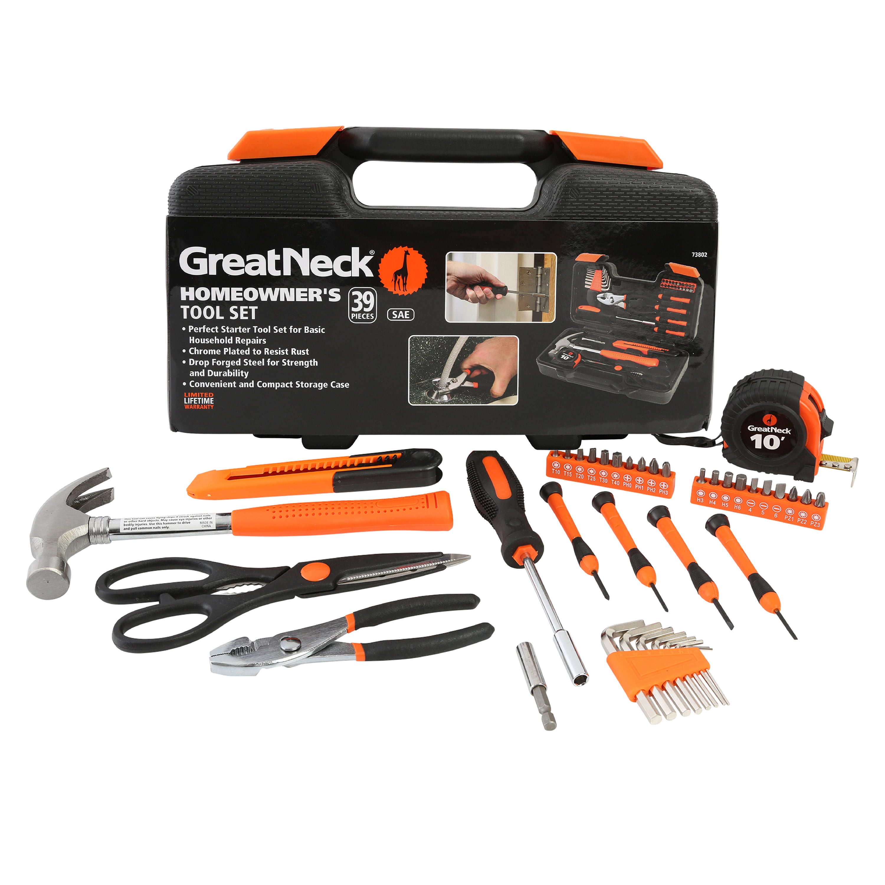 Picture of Great Neck 2026367 Homeowners Tool Kit&#44; Black & Orange - 39 Piece
