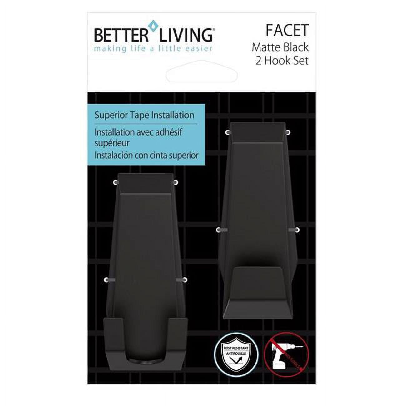 Picture of Better Living Product 6048219 3.38 x 1.25 x 1.5 in. Facet Matte Bath Hook, Black