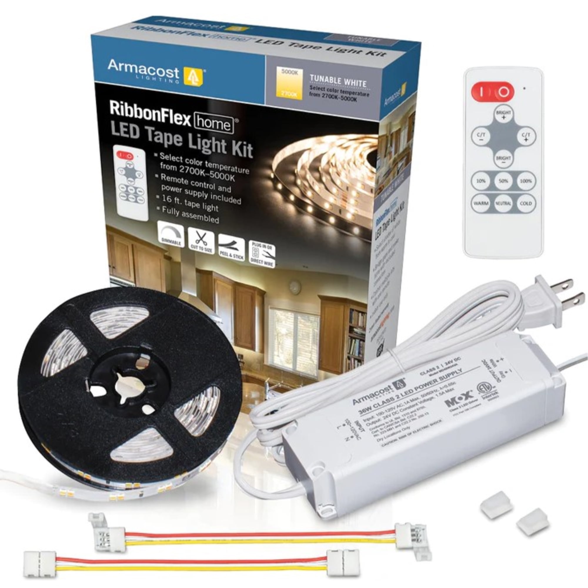 Picture of Armacost Lighting 3006934 16 ft. RibbonFlex Home Plug-In LED Strip Tape Light Kit&#44; White