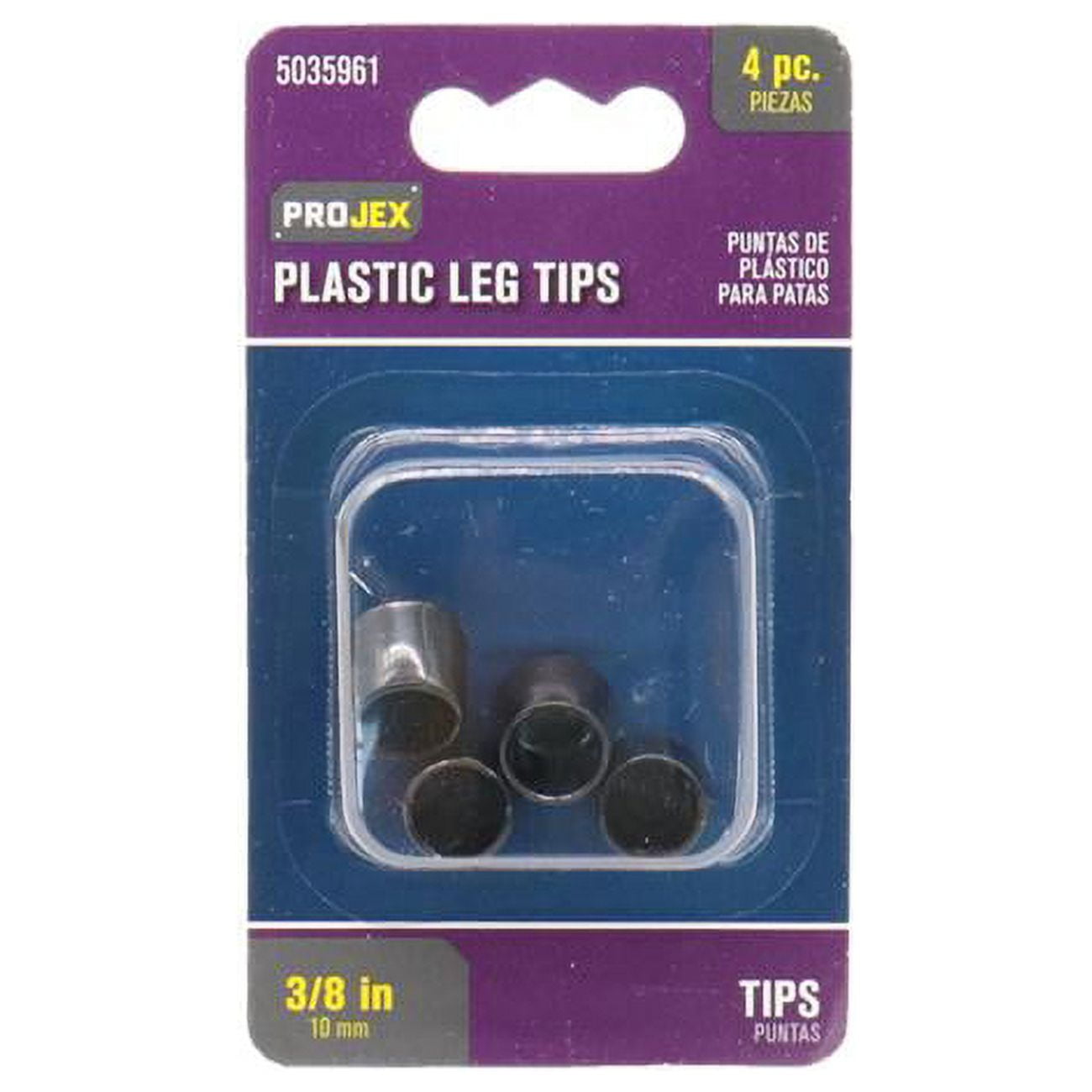 0.37 in. Plastic Leg Tip - Round, Black - Pack of 4