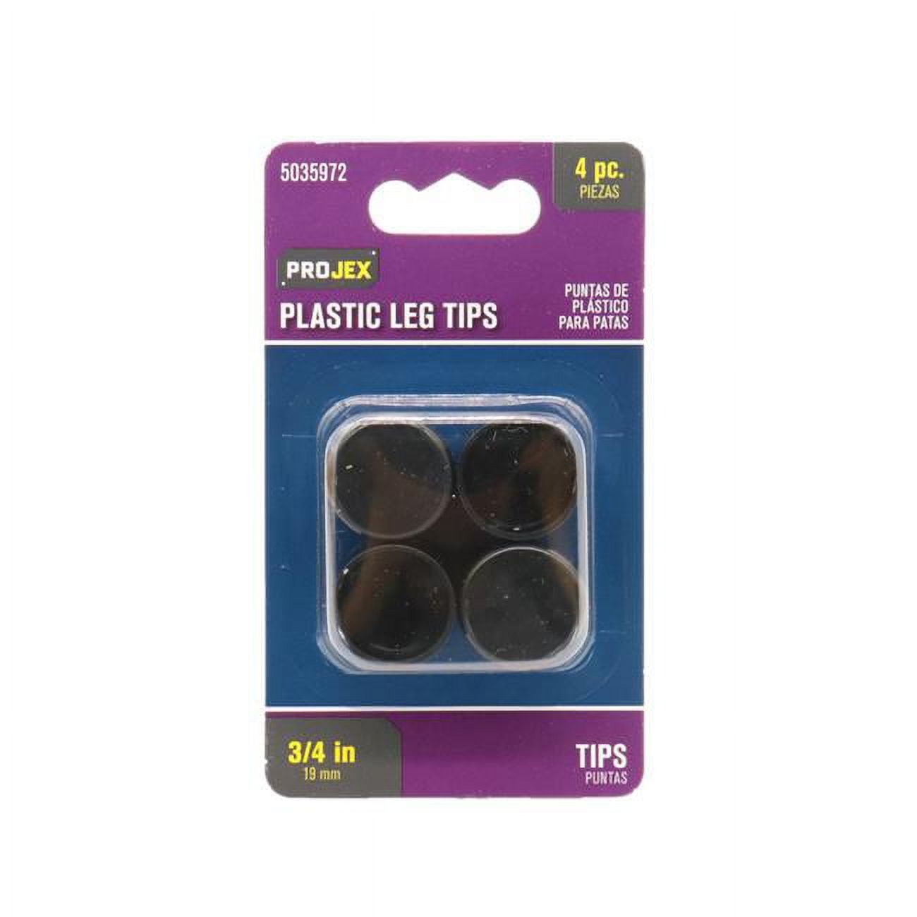 5035972 0.75 in. Plastic Leg Tip - Round, Black - Pack of 4