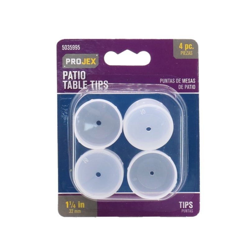 5035995 1.25 in. Plastic Patio Table Tips - Round, Clear - Pack of 4