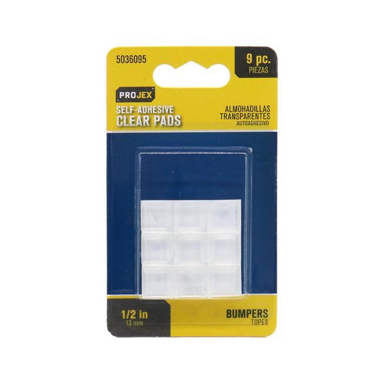 0.5 x 0.5 in. Vinyl Self Adhesive Bumper Pad - Square, Clear - Pack of 9
