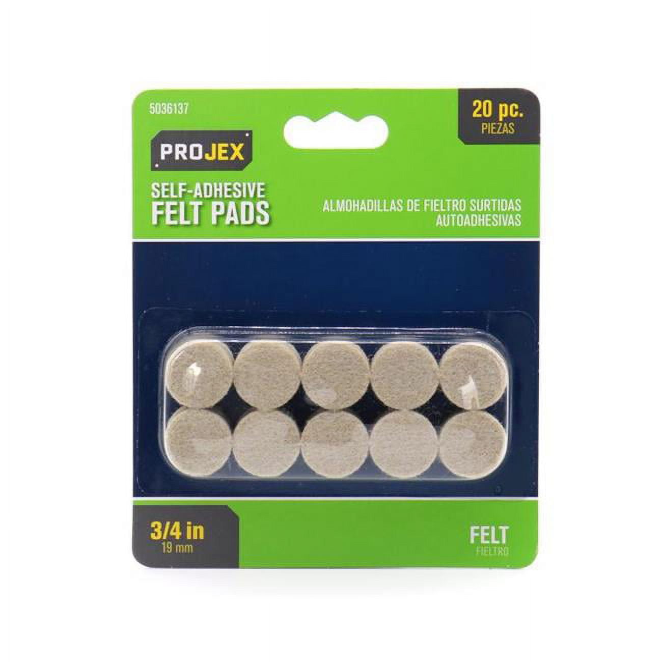 0.75 in. Felt Self Adhesive Surface Pad - Round, Brown - Pack of 20