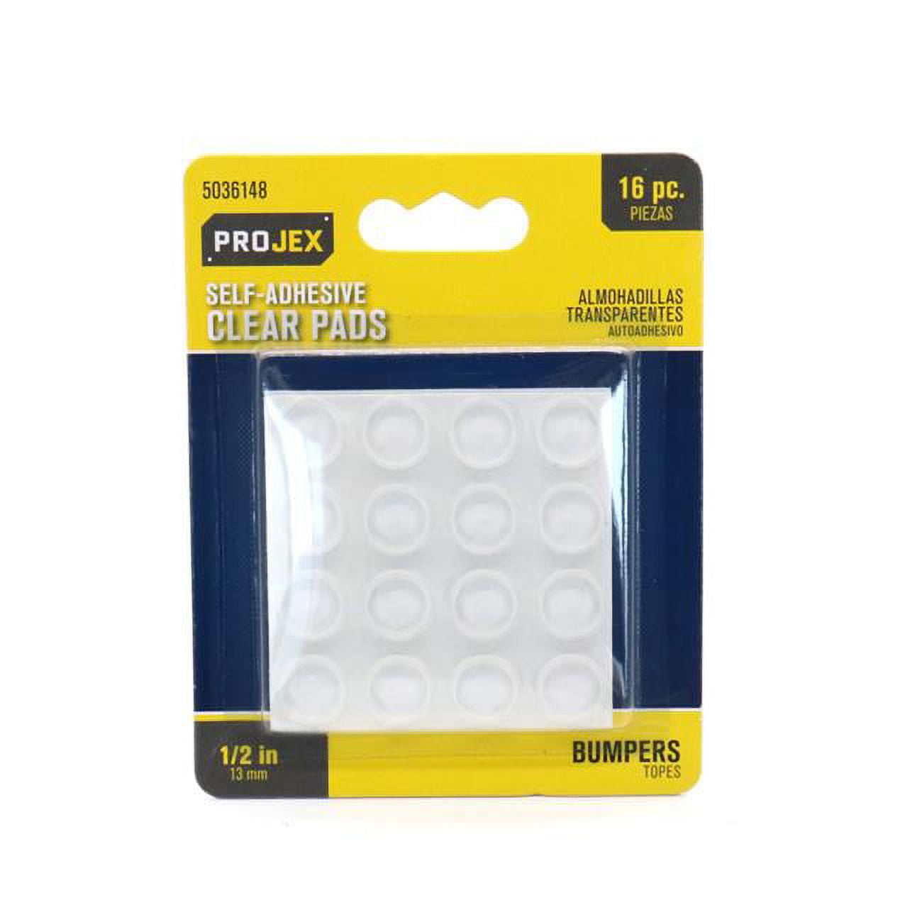 0.5 in. Vinyl Self Adhesive Protective Pad - Round, Clear - Pack of 16