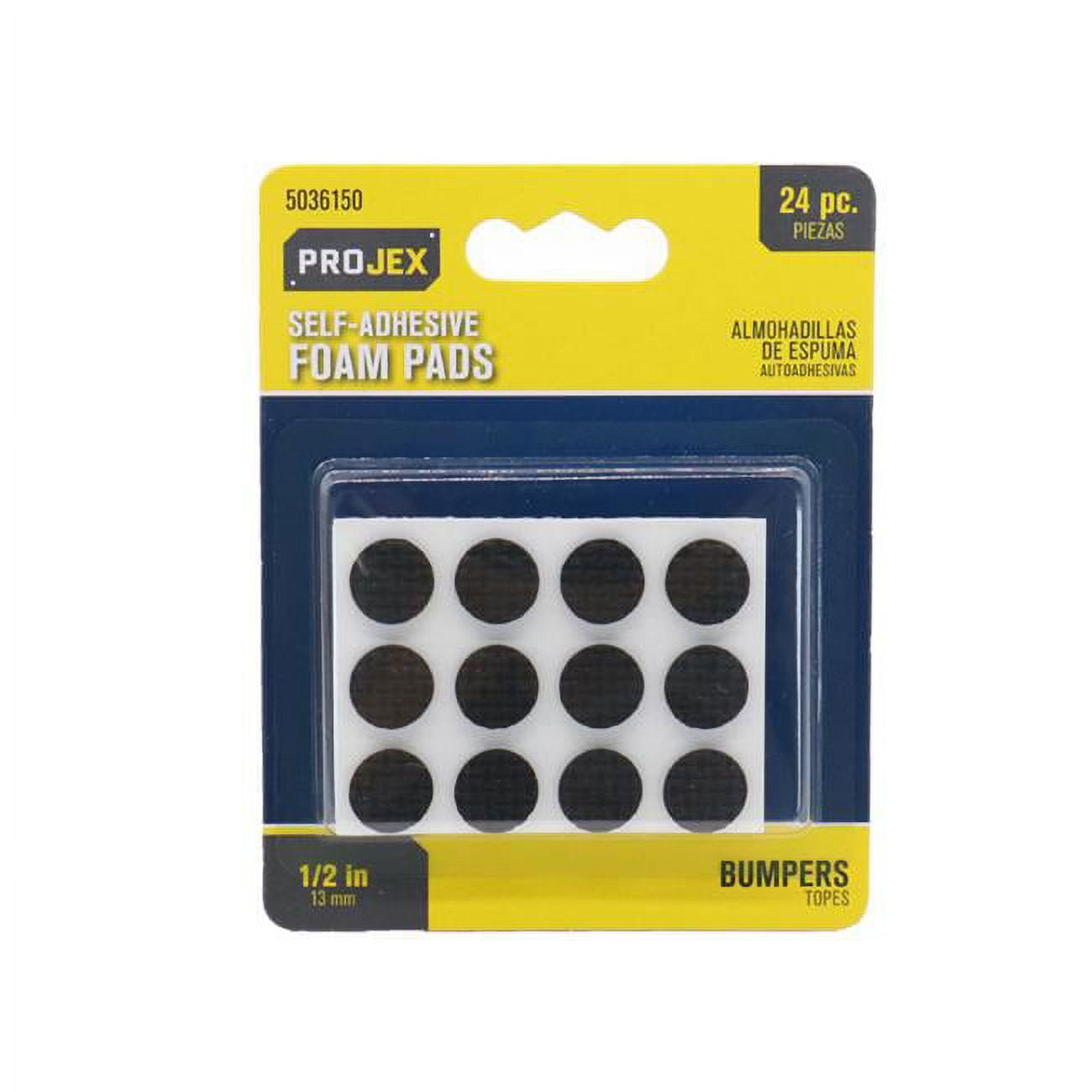 0.5 in. Foam Self Adhesive Non-Skid Pad - Round, Black - Pack of 24