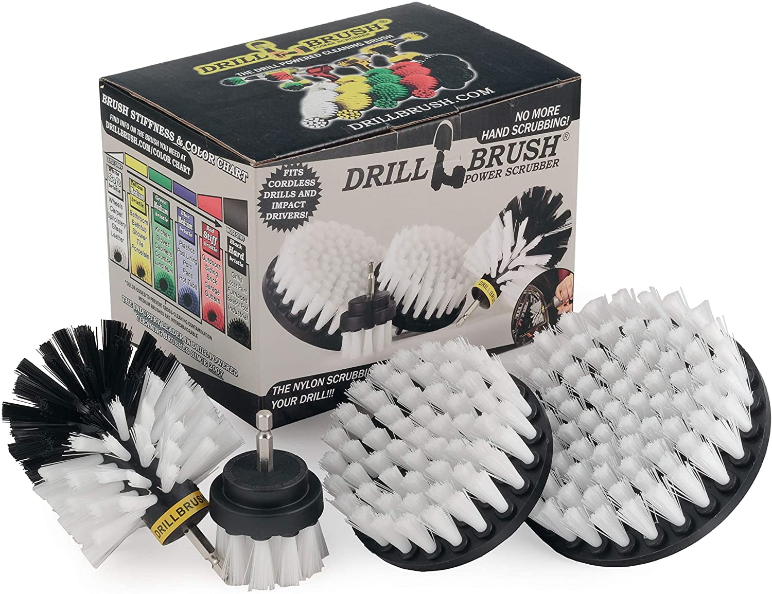 5 in. Soft Bristle Metal Handle Drill Brush Set, White