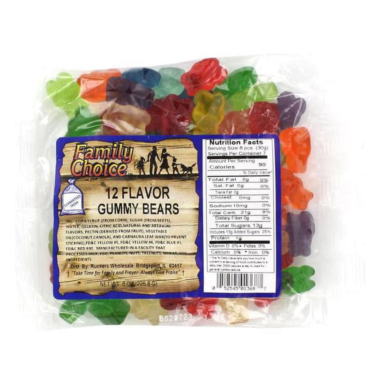 Picture of Family Choice 6049203 8 oz Assorted Gummy Bears - Pack of 12