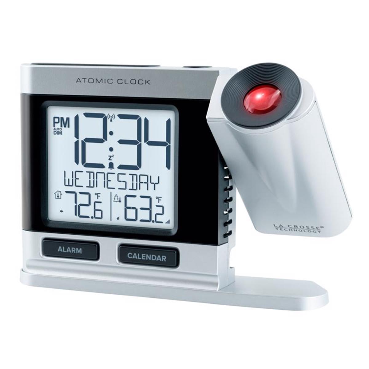 Picture of La Crosse Technology 6058816 2.5 in. Atomic Projection LCD Plug-In Alarm Clock&#44; Silver