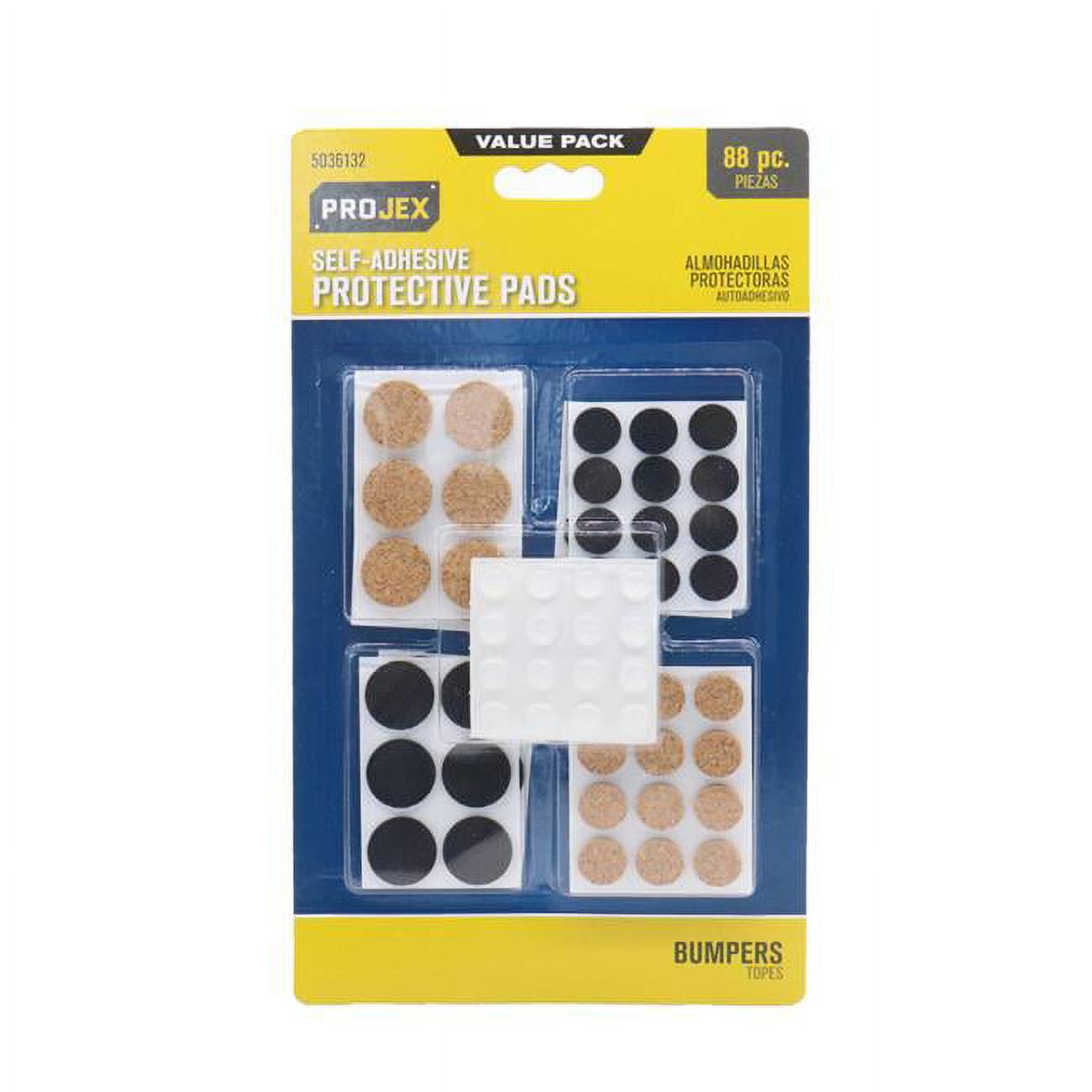 5036132 Vinyl Self Adhesive Surface Pad - Round, Assorted - Pack of 88