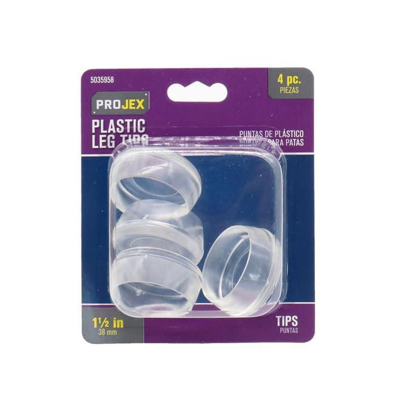 1.5 in. Thermoplastic Ethylene Leg Tip - Round, Clear - Pack of 4