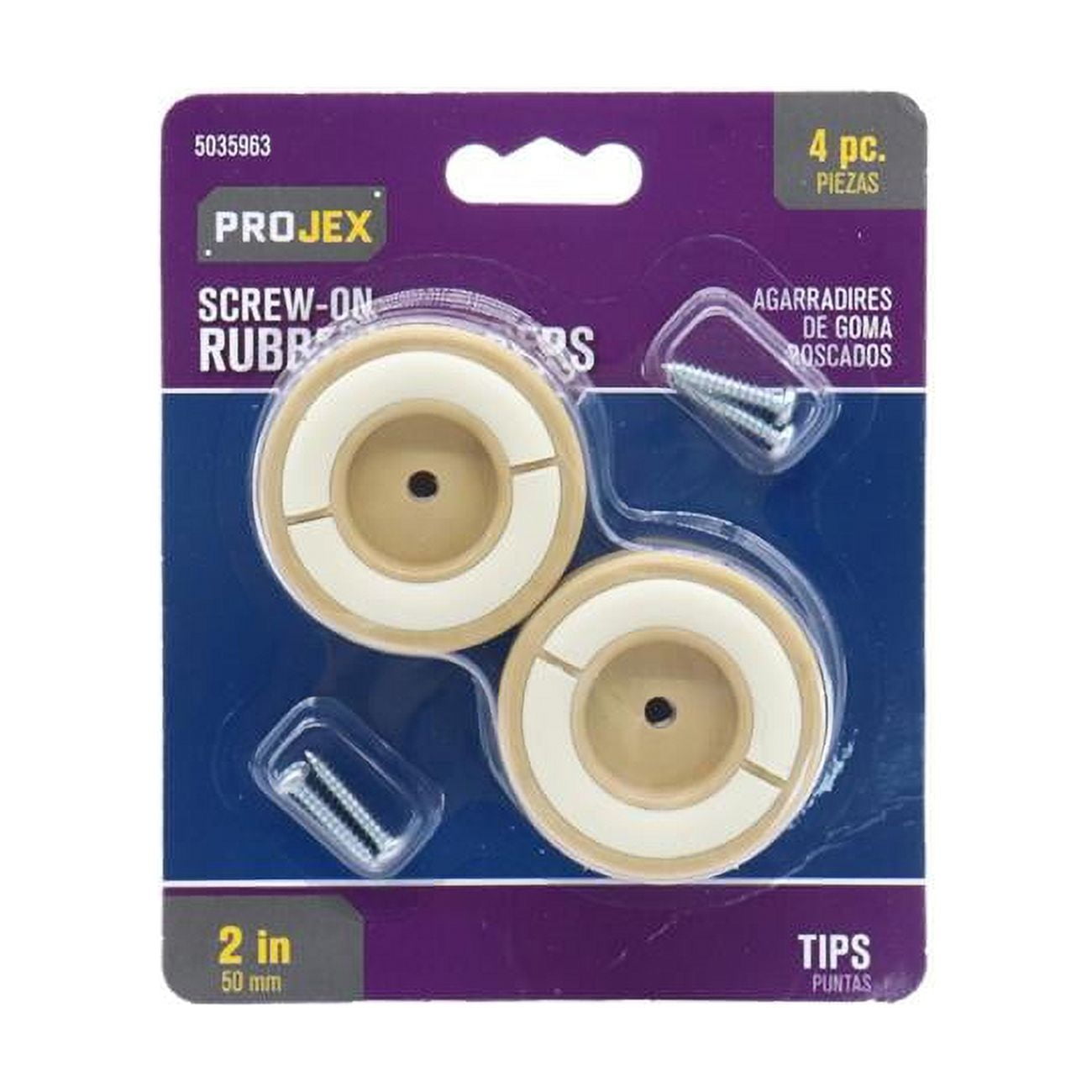 2 in. Rubber Non-Skid Pad - Round, Brown - Pack of 4