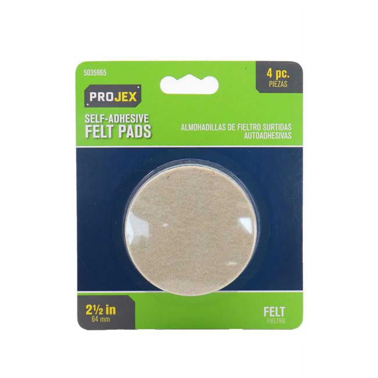 2.5 in. Felt Self Adhesive Surface Pad - Round, Brown - Pack of 4