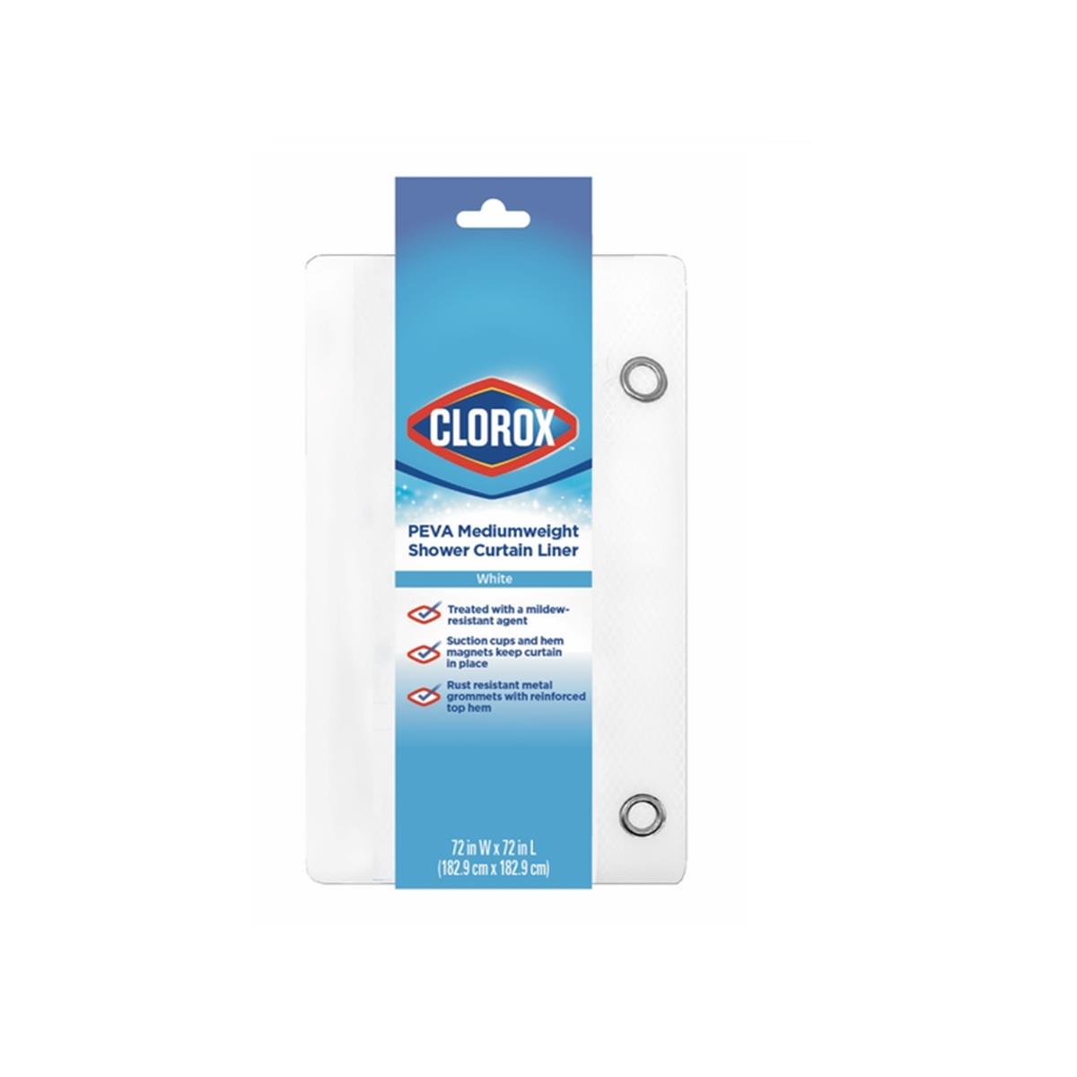 Picture of Clorox 4007820 70 x 72 in. Clorox Shower Curtain Liner PEVA, White