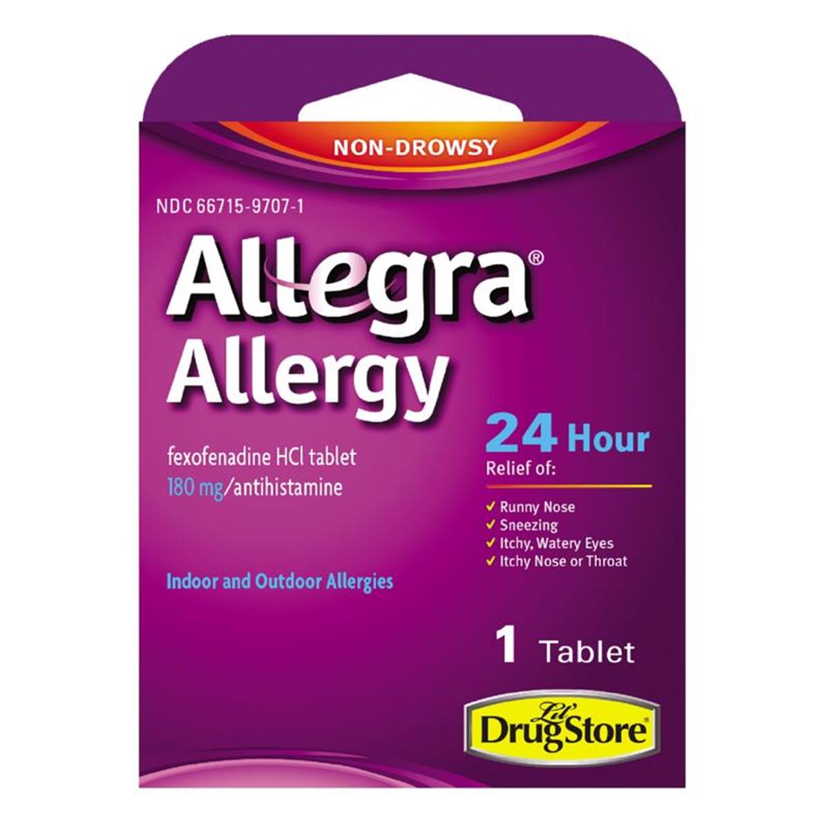 Picture of Allegra 6049776 180 mg Allergy Relief, Pack of 6