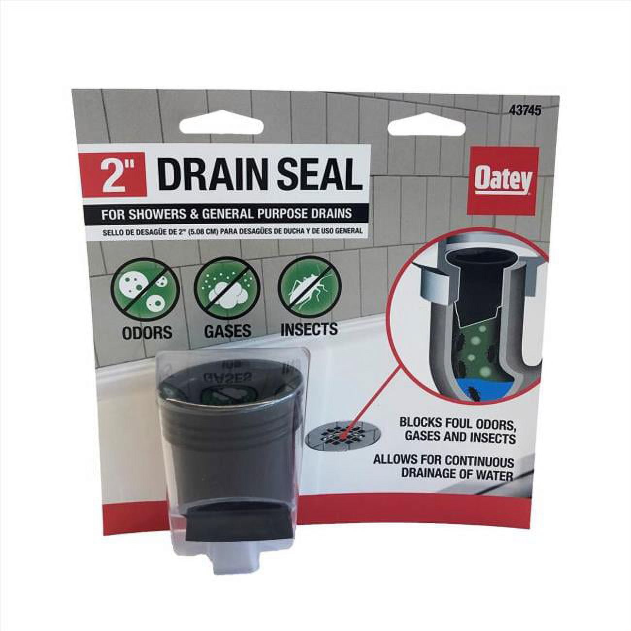 2 in. Dia. Plastic General Purpose Floor Drain, Black
