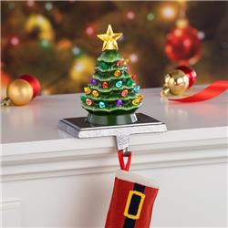 9081113 6 in. LED Vintage Tree Stocking Holder Indoor Christmas Decor, Green - Pack of 6