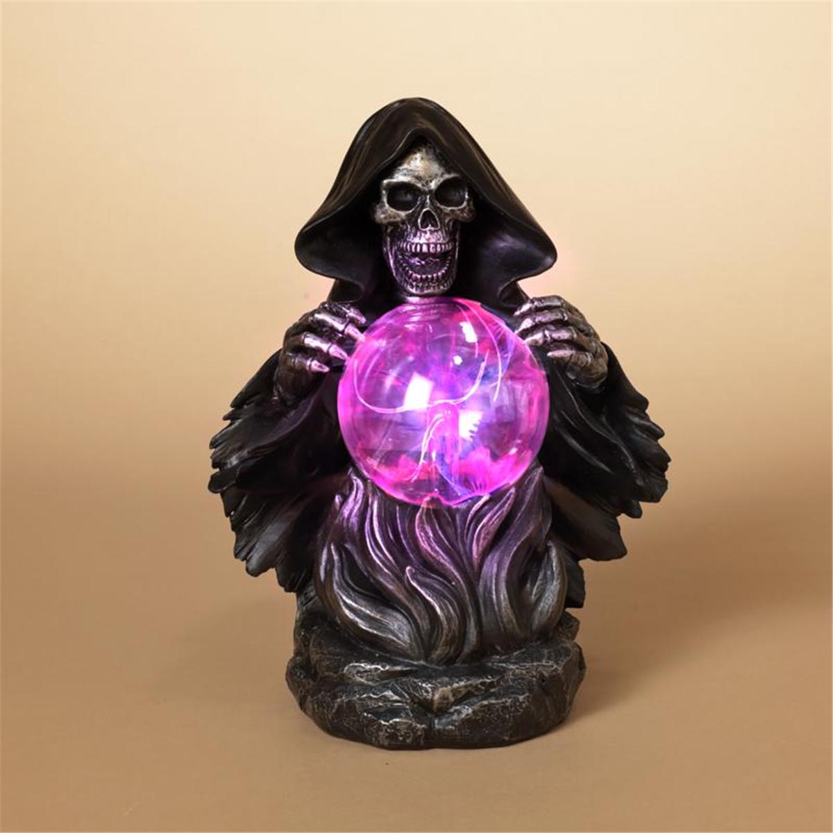 Gerson 9080780 10.75 in. Grim Reaper with Magic Ball Halloween Decor