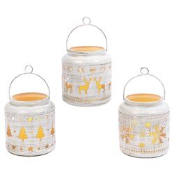 Gerson 9081006 5.51 in. LED Rustic Winter Scene Lanterns Indoor Christmas Decor, White - Pack of 6