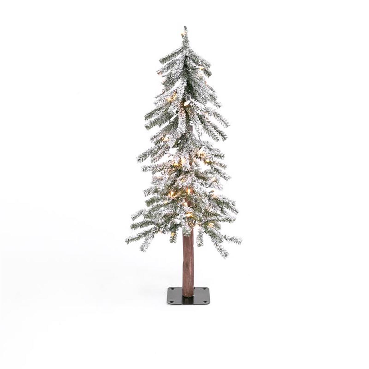 Gerson 9080499 4 ft. Slim Incandescent Flocked Christmas Tree, Clear - 50 Count pack of 2