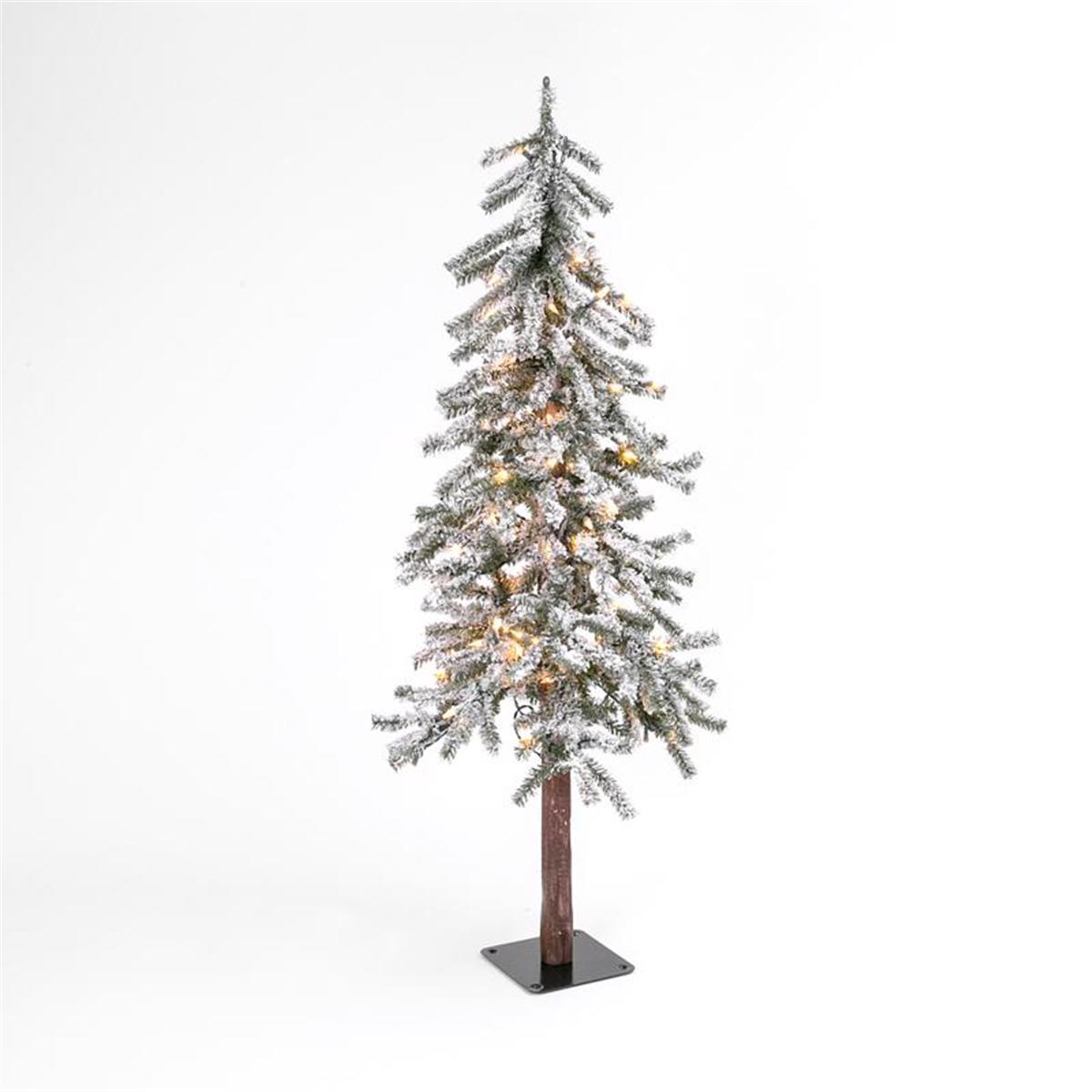Gerson 9080503 4 ft. Slim LED Flocked Christmas Tree, Clear & Warm White - 100 Count pack of 2