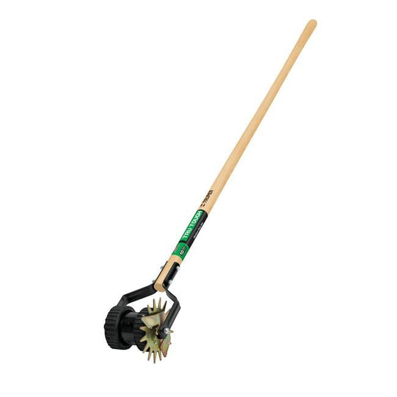 54 in. Steel Dual-Wheeled Rotary Edger Wood Handle, Brown