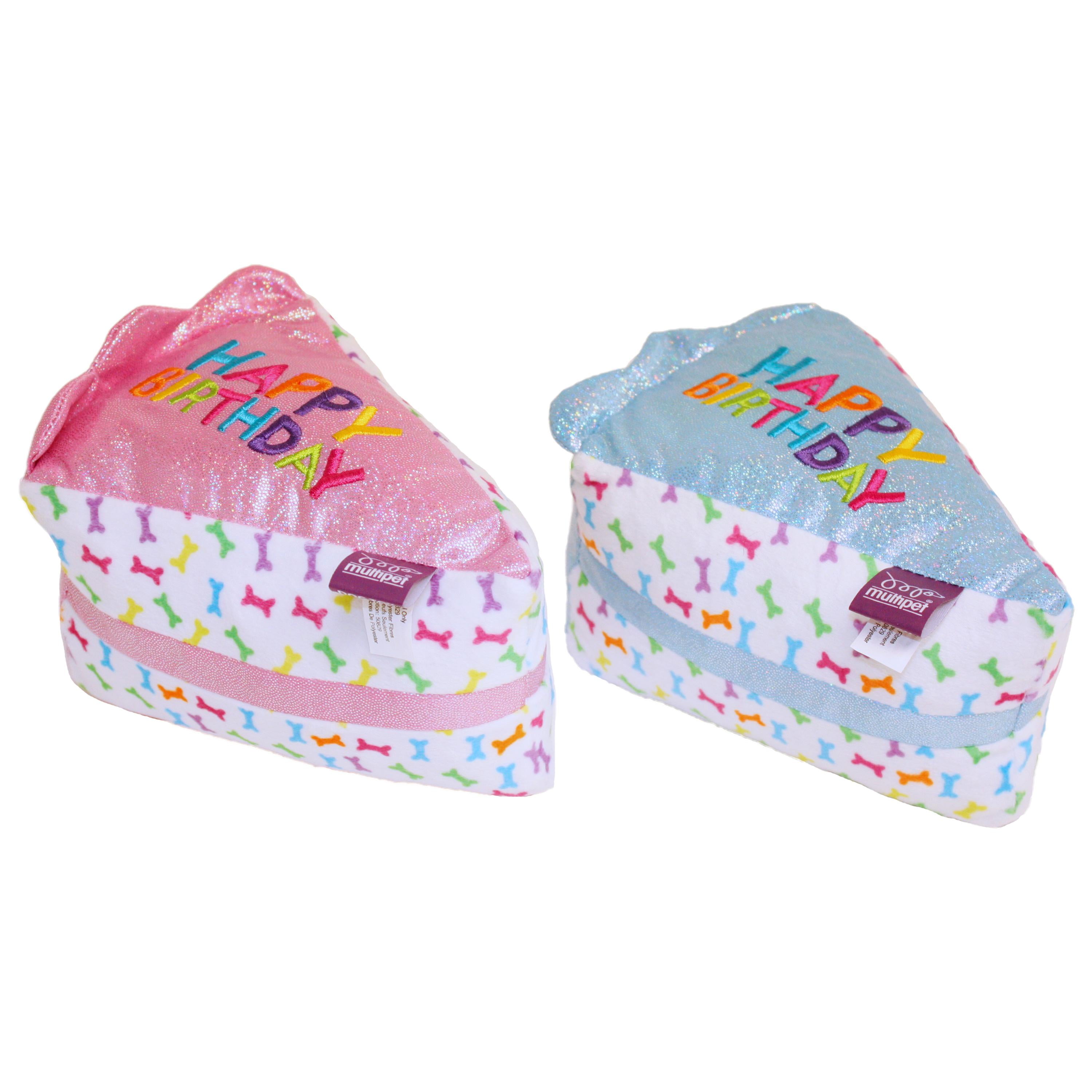 6 in. Plush Birthday Cake Slice Dog Toy, Multi Color