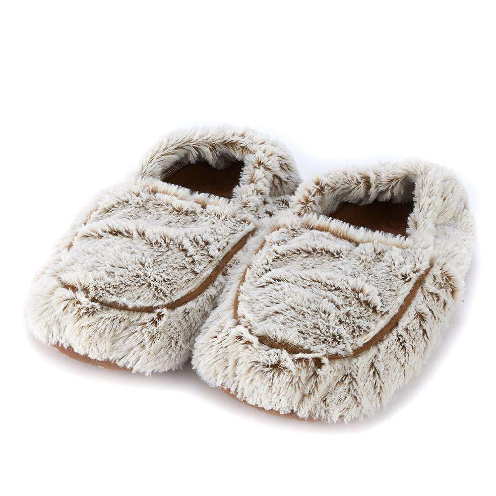 6051155 Marshmallow Microwavable Slipper, Brown & Gray - Size 6-10 US