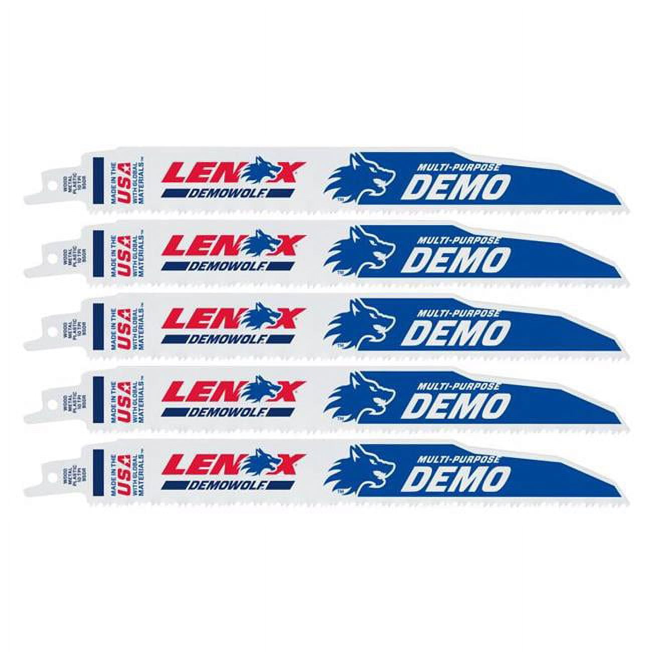 2027810 9 x 1 in. Demowolf Bi-metal Wave Edge Reciprocating 10 TPI Saw Blade, White - Pack of 5 -  Lenox, LXAR950R