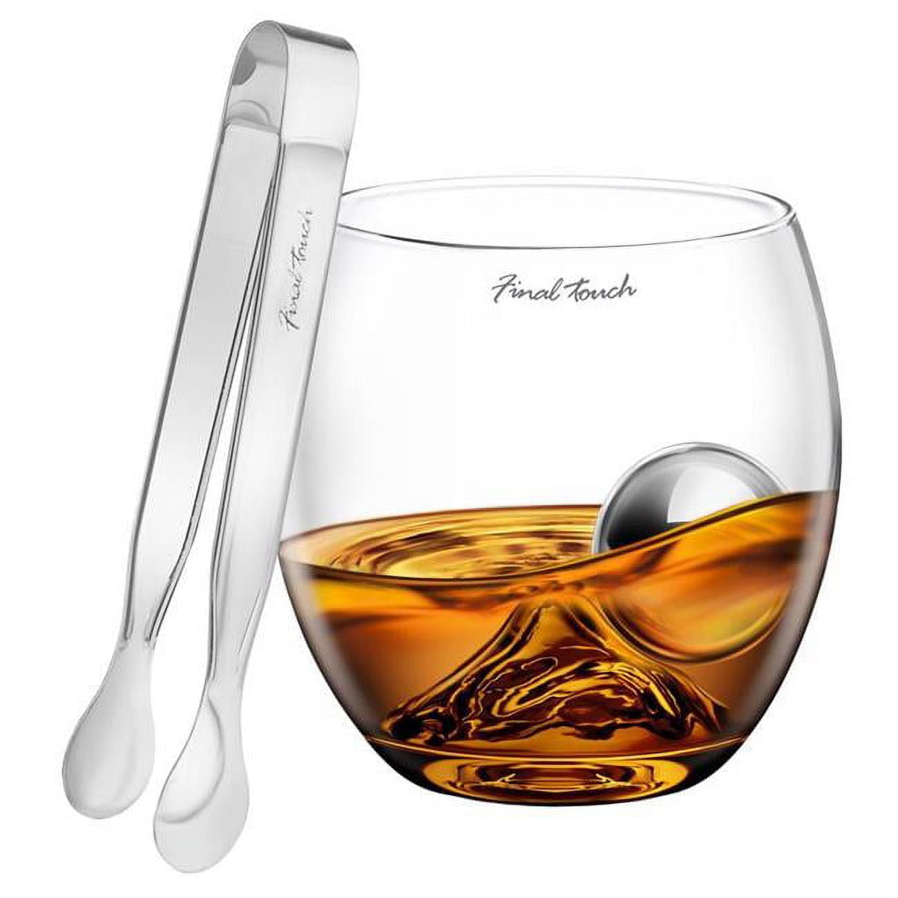 Picture of Final Touch 6058266 8 oz Glass & Stainless Steel Chilling Ball Set, Clear & Silver