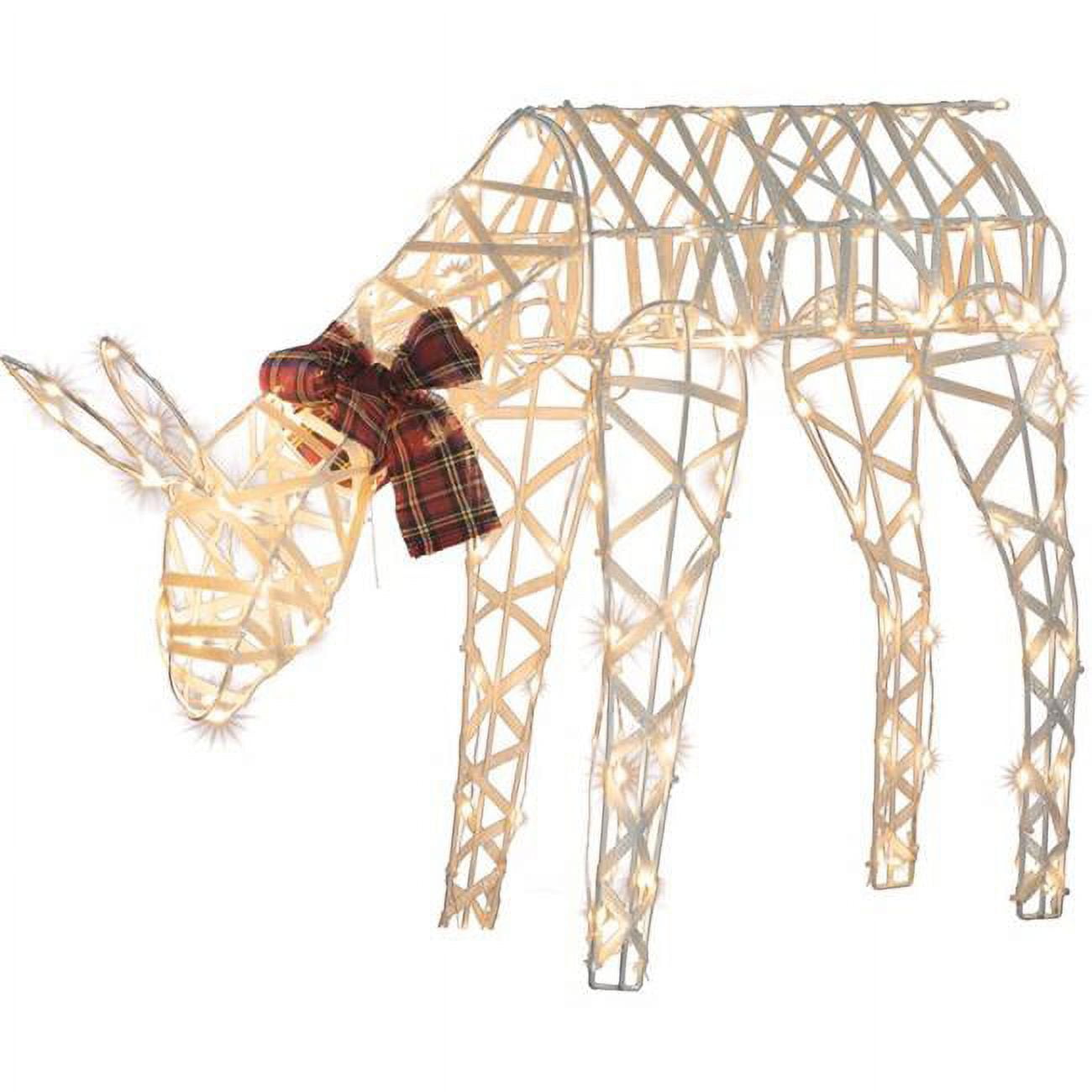 Picture of Celebrations 9084101 24 in. Sienna LED White 3D Wire Deer with Red Plaid Bow Yard Decor