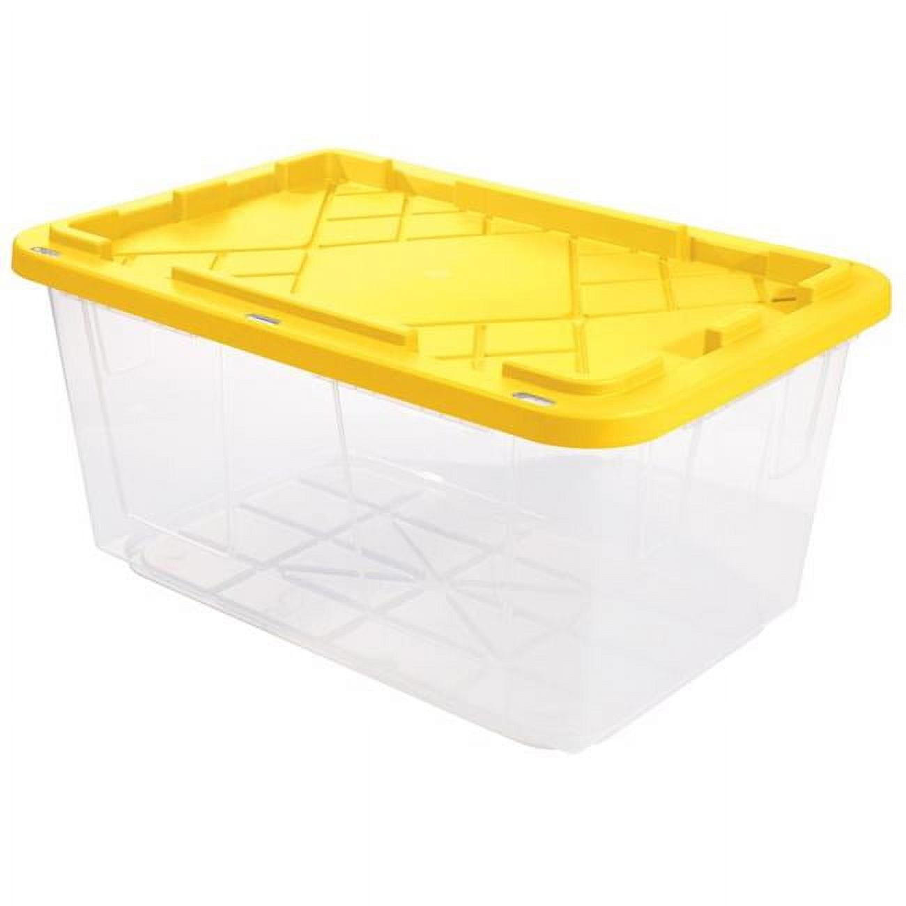 27 gal Snap Lock Storage Box, Clear & Yellow - Pack of 4
