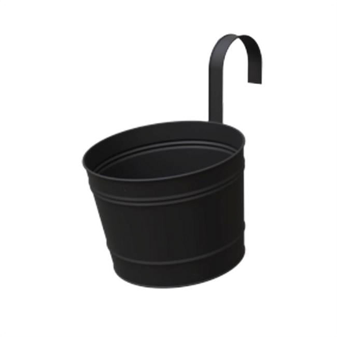 8082692 8 in. Dia. x 10.5 in. Metal Over The Rail Planter, Black - Pack of 6 -  Panacea