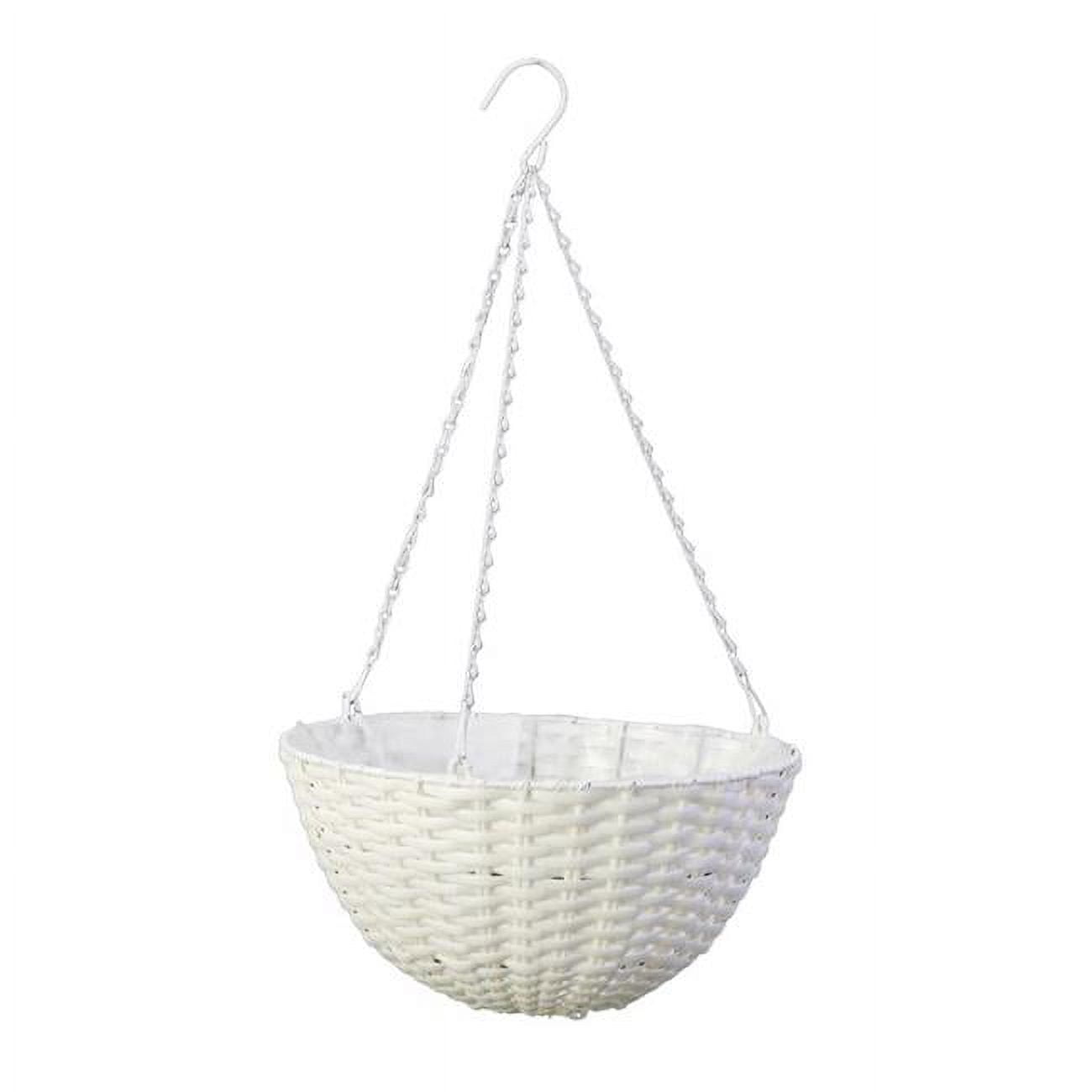 Picture of Panacea 8082696 14 in. Dia. x 9 in. Resin Wicker Hanging Basket, White