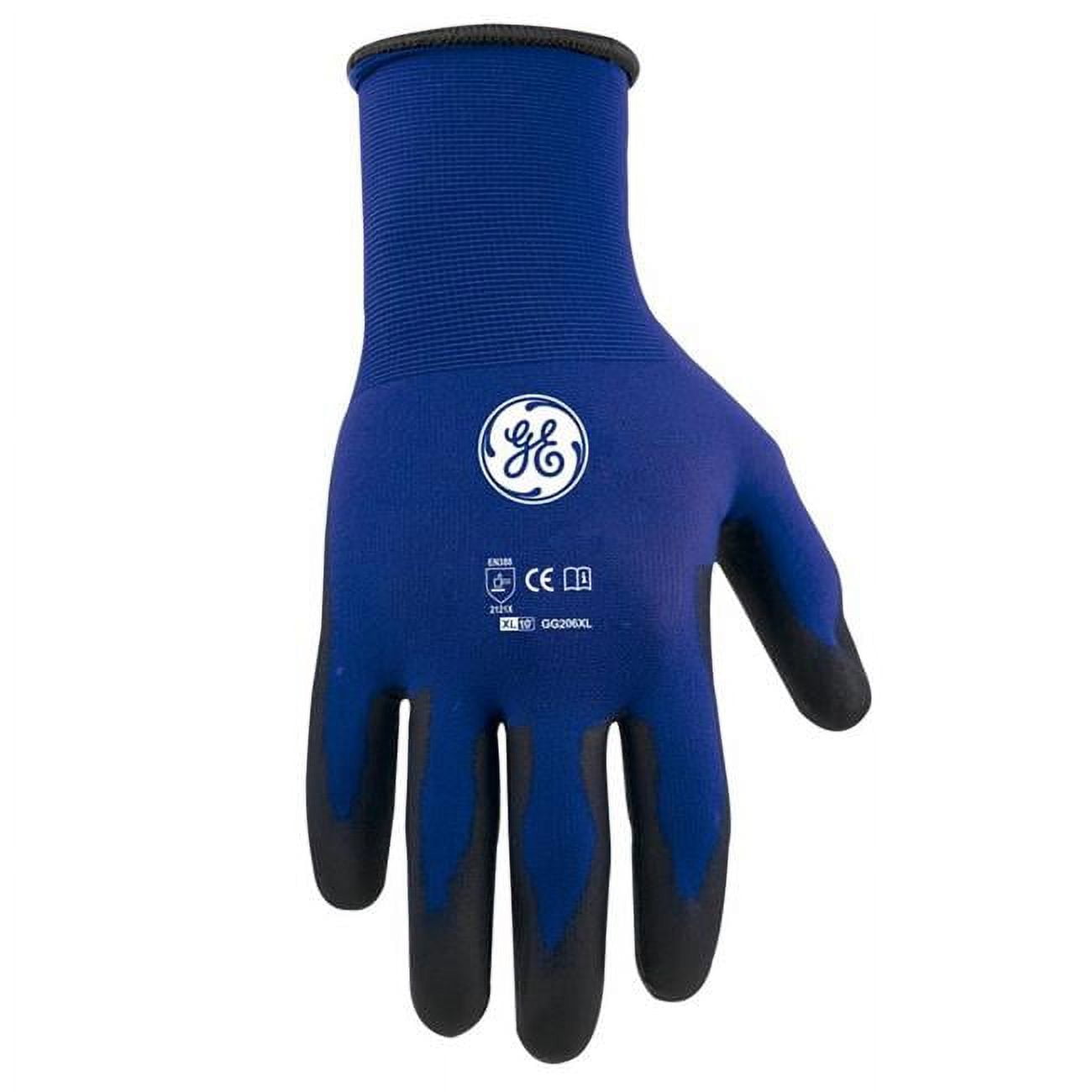 Picture of General Electric 7013317 Unisex Dipped Gloves&#44; Black & Blue - Extra Large - Pack of 2