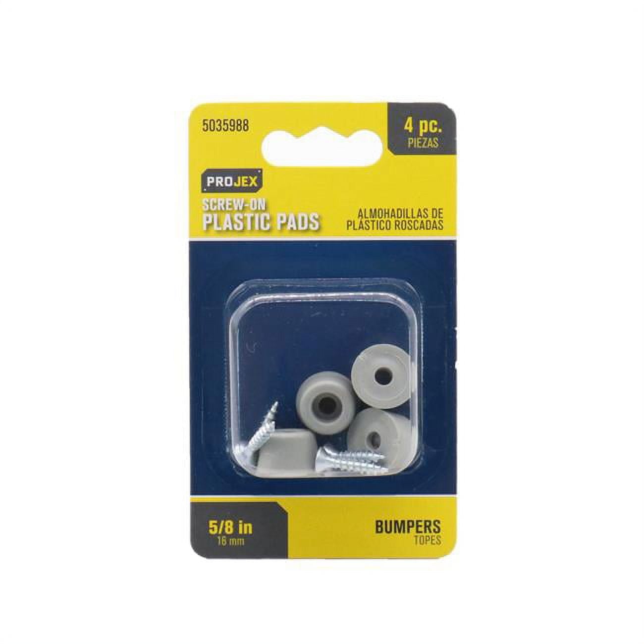 5035988 0.62 in. Round Plastic Bumper Pad, Gray - Pack of 4
