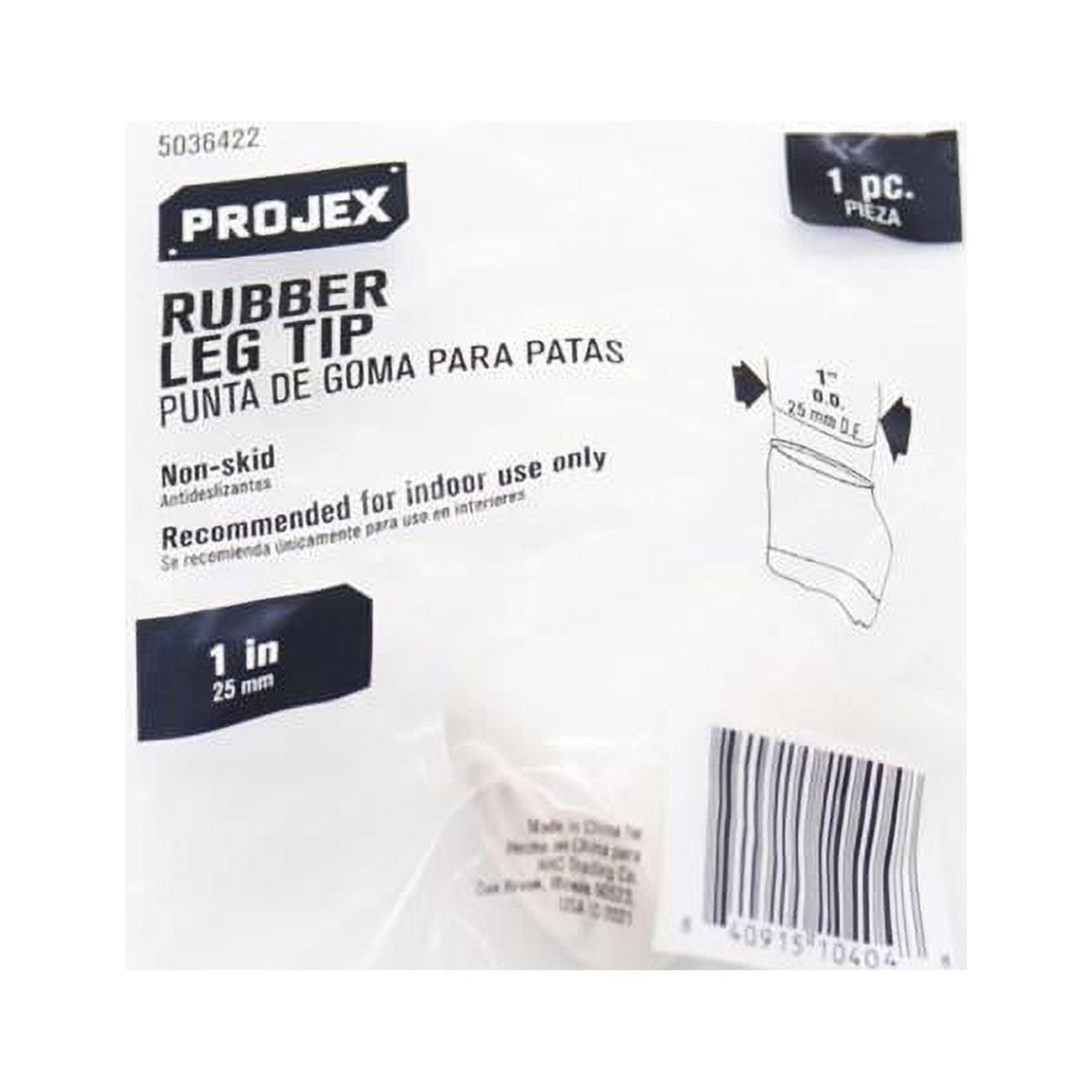 1 in. L Shaped Rubber Leg Tip, White - Pack of 40