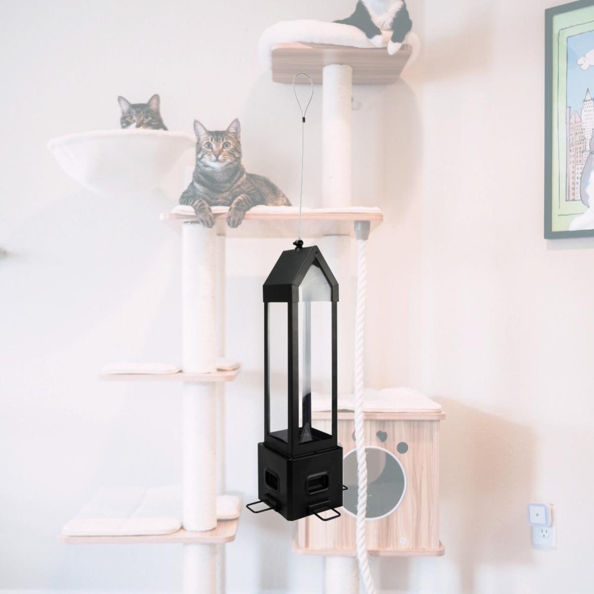 Picture of Natures Way 9084400 3.1 qt. cap. Natures Way Wild Bird Metal Squirrel Shield Choice Lantern 4 Ports Bird Feeder, Black