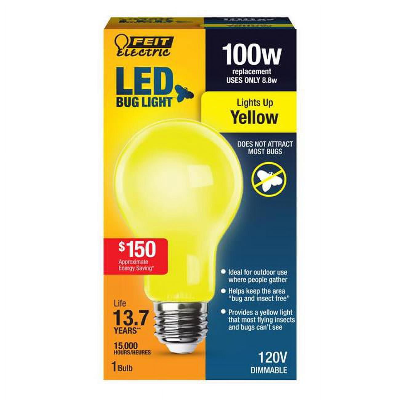 100 Watt Equivalence A19 E26 Medium LED Bulb, Yellow