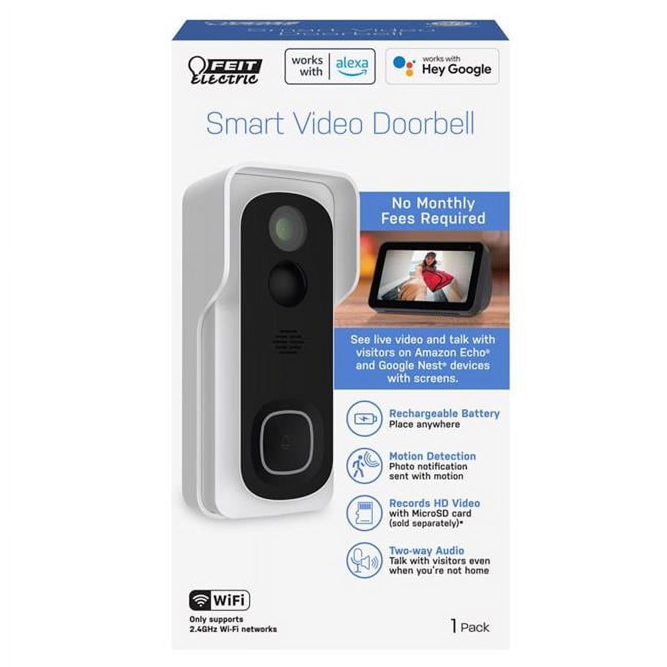 Metal & Plastic Wireless Smart Video Doorbell, White -  Cool Kitchen, CO3306608