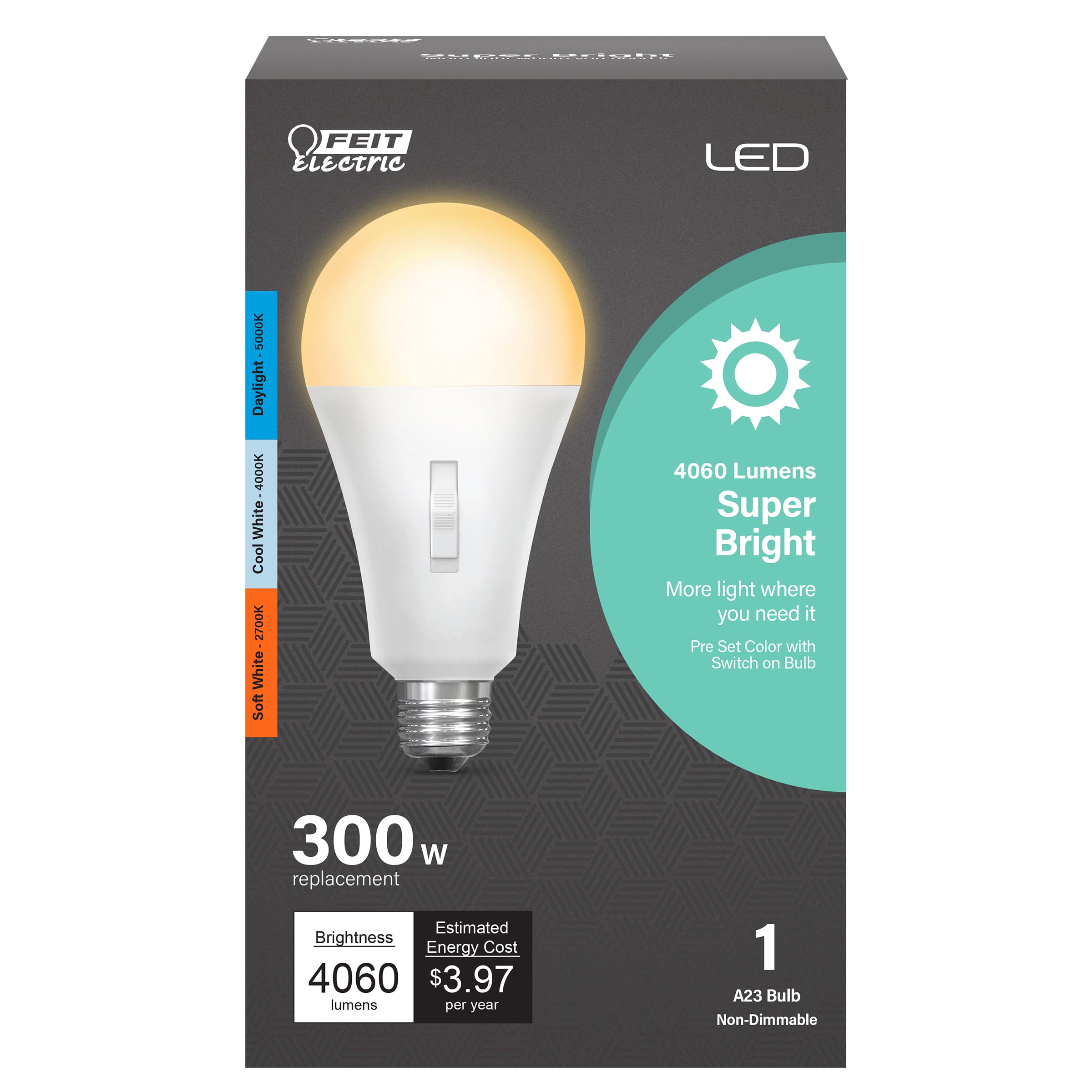 300 Watt Equivalence A23 E26 Medium LED Bulb Tunable, White & Color Changing