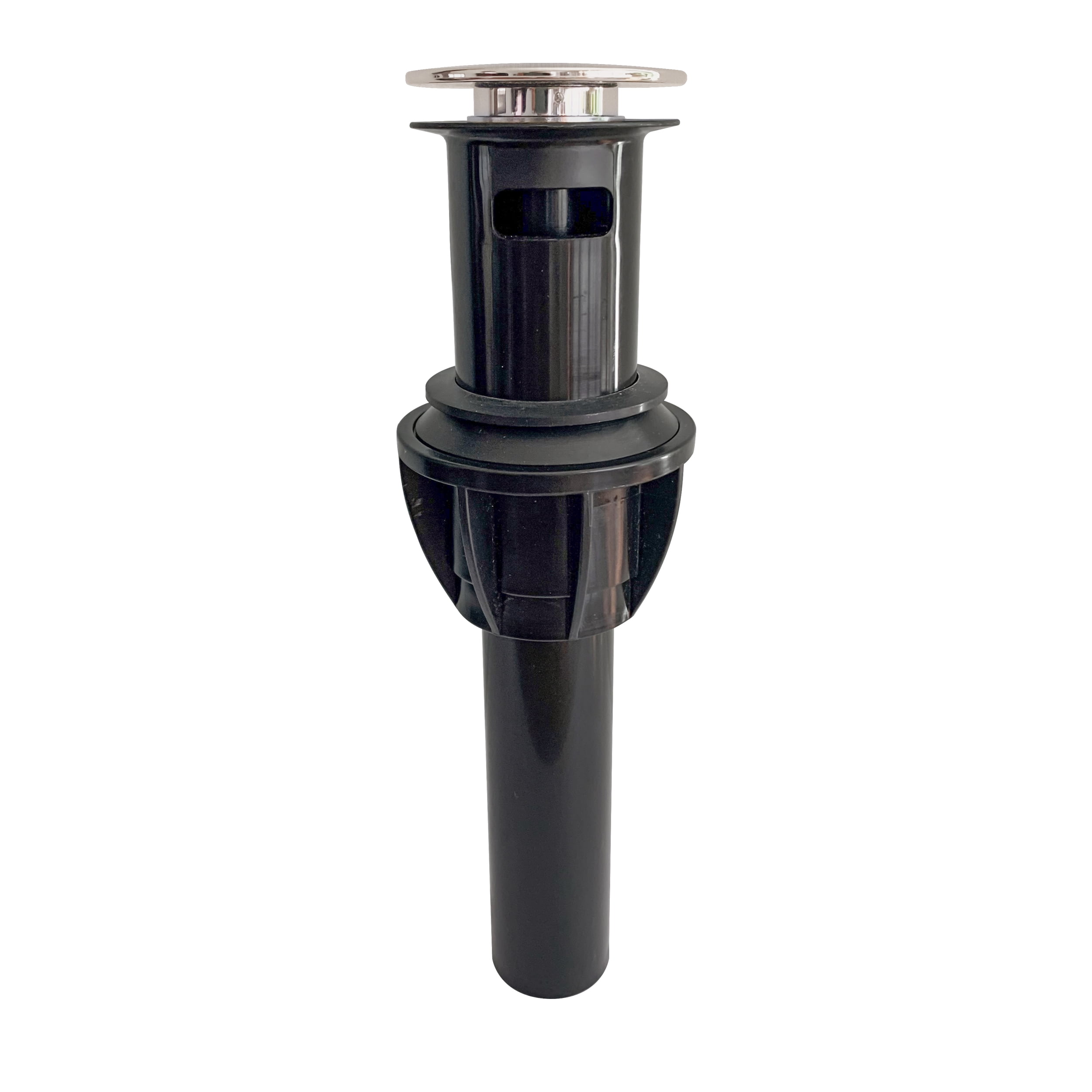 1.25 in. Plastic Push Button Drain with Overflow, Brushed Nickel